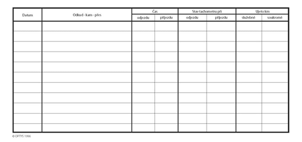 Kniha jízd firemního vozidla 21 × 10 cm 32 listů