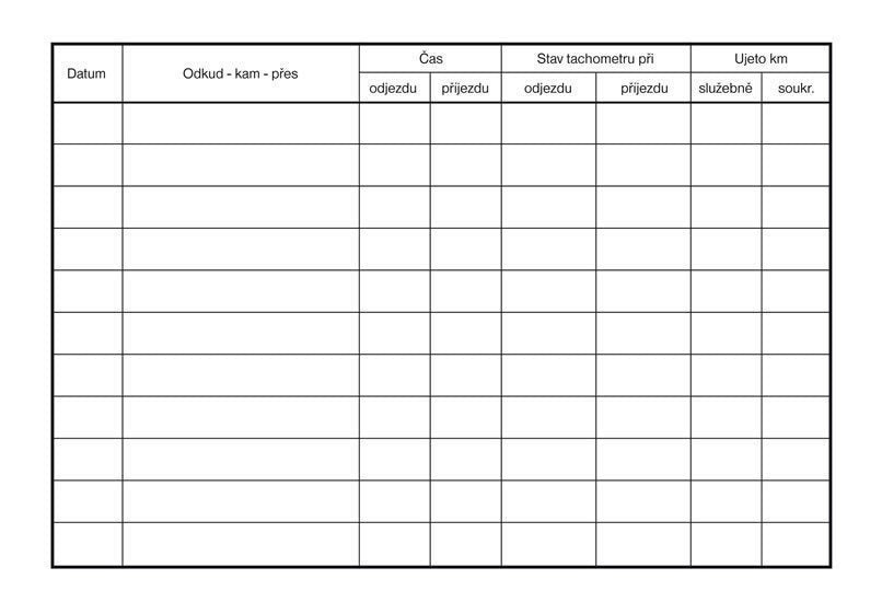 Kniha jízd firemního vozidla A6 32 listů