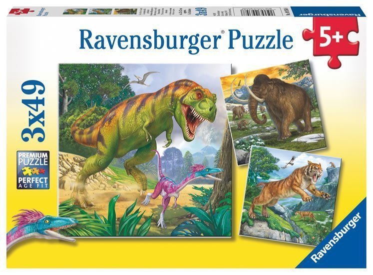 Puzzle Dinosauři a čas3x49 dílků