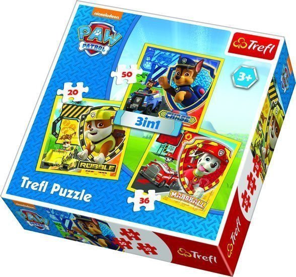Trefl Puzzle Tlapková patrola - Marshall Rubble a Chase 3v1 203650 dílků