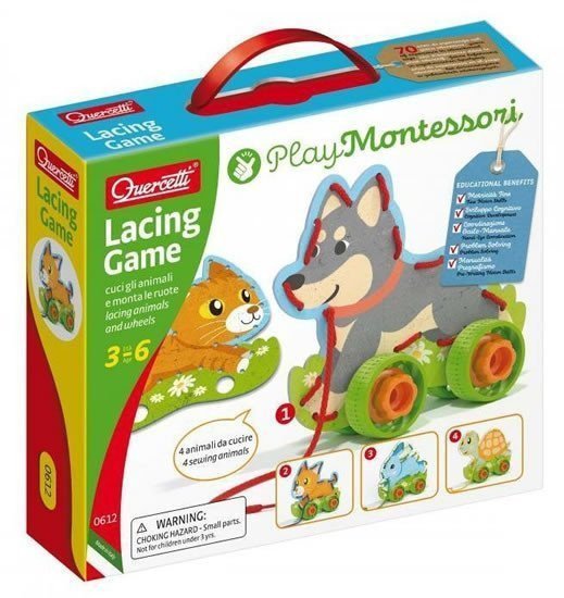 Lacing Game lacing animals  wheels - šněrovací zvířátka s kolečky