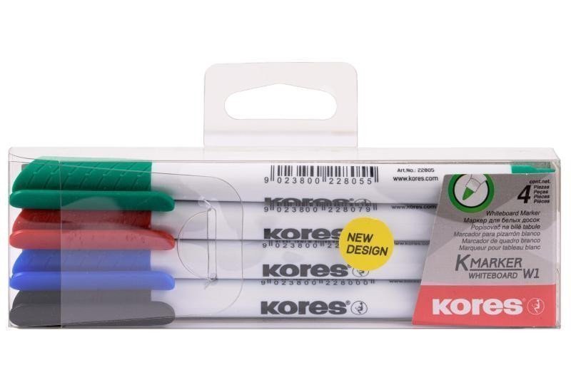 Kores K-MARKER Popisovač na bílé tabule tenký hrot 4 ks sada