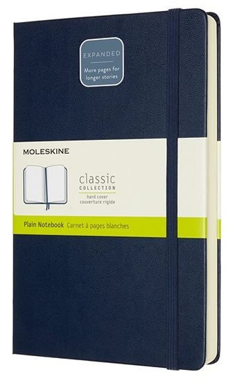 Zápisník Moleskine Expanded - tvrdé desky L čistý - modrý