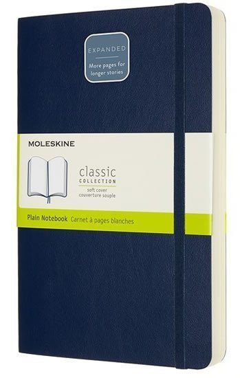 Zápisník Moleskine Expanded - měkké desky L čistý - modrý