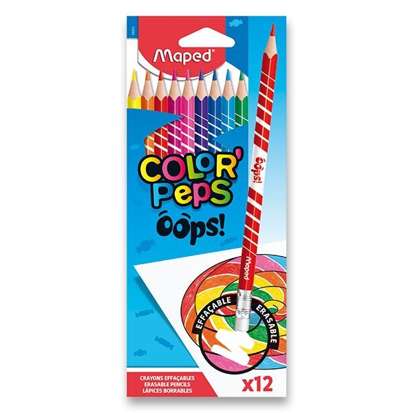 Maped - Bezdřevé pastelky ColorPeps Oops s gumou 12 ks