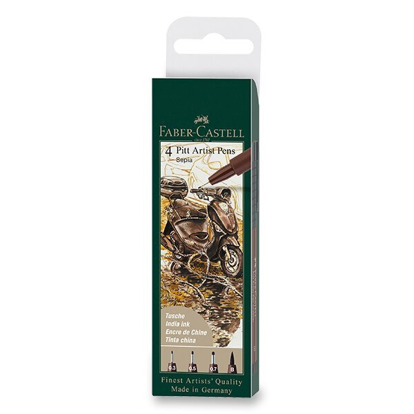 Faber - Castell Popisovač Pitt Artist Pen - sepia SFMB 4 ks