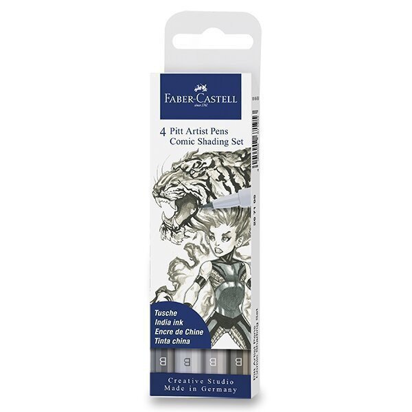 Faber - Castell Popisovač Pitt Artist Pen Comic - šedé 4 ks