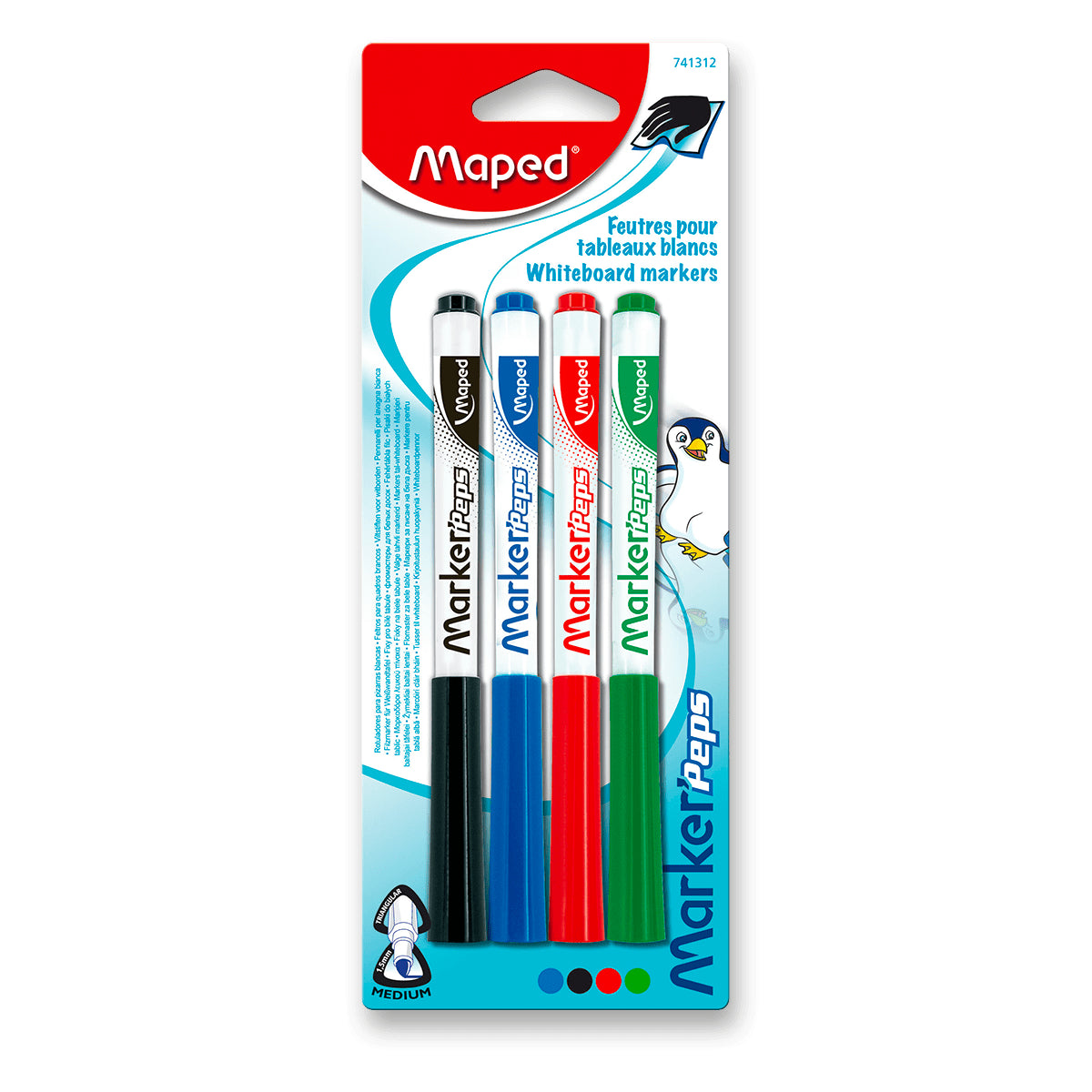 Maped - Popisovač WhiteboardPeps 15 mm - mix barev 4 ks