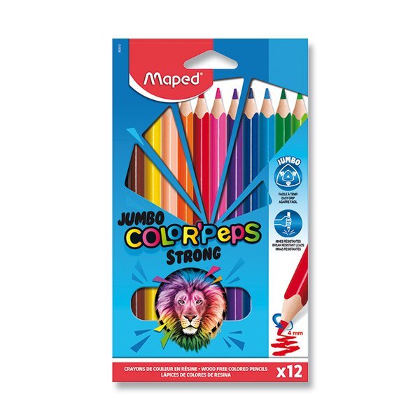 Maped - Bezdřevé pastelky ColorPeps Strong Jumbo 12 ks