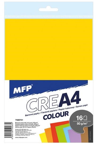 Barevné papíry A4 - 16 listů8 barev