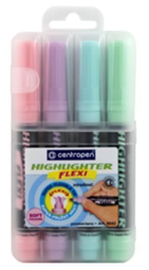 Centropen Zvýrazňovač 8542 flexi soft 4 ks