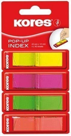 Samolepící neonové záložky Pop-up 45x12 mm  4 barvy  160 záložek - 40 lístků á barva