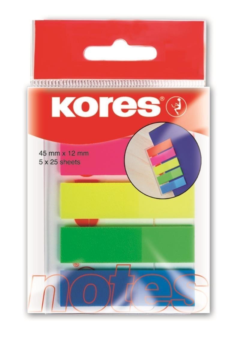Samolepící neonové záložky Index Strips 45x12 mm  5 barev  25 lístků á barva
