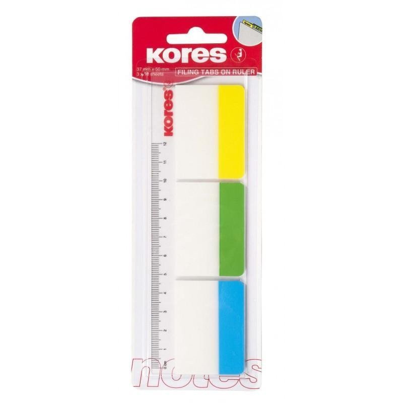 Samolepící popisovací rozřaďovač na pravítku 50x37 mm  3 barvy  10 lístků á barva