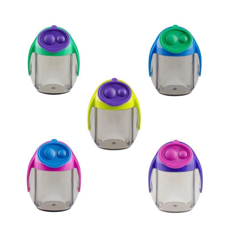 MIGOO dvojité plastové ořezávátko se zásobníkem mix 5 barev