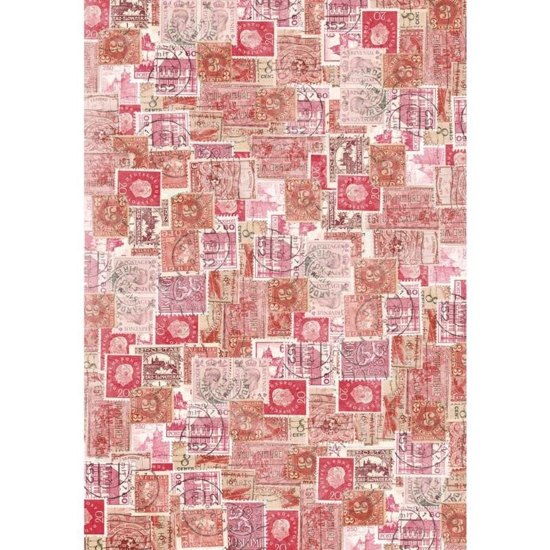 DecoMaché papír 27 g poštovní známky 26 x 375 cm