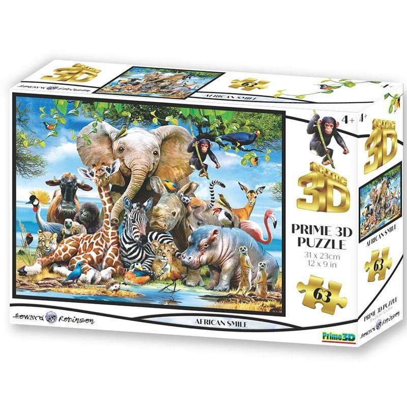 Puzzle 3D - Afrika úsměv 63 dílků