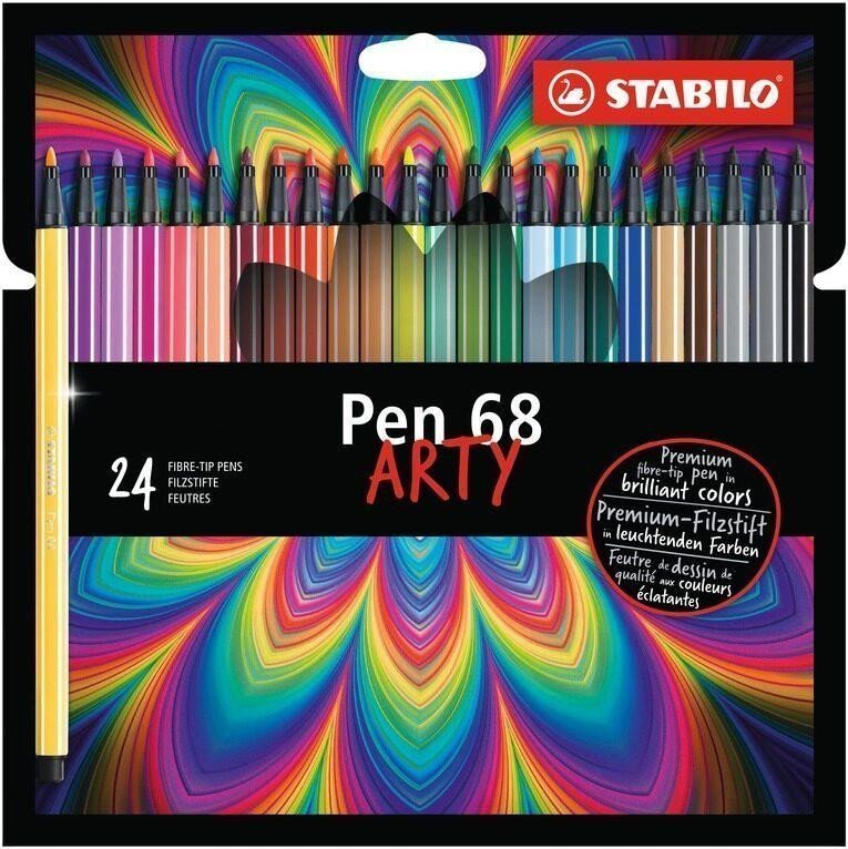 Fixa STABILO Pen 68 sada 24 ks v kartonovém pouzdru ARTY