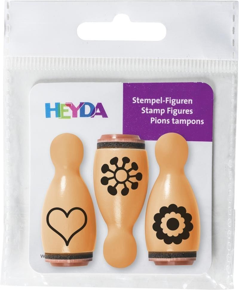 HEYDA Dřevěná razítka kuželky - květ srdce