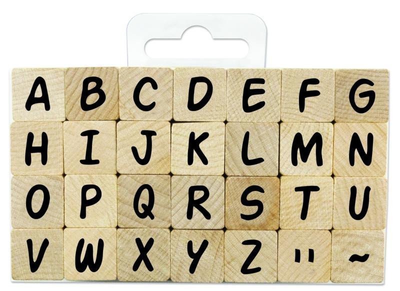 Dřevěné razítko Aladine - Abeceda 18 cm  sada 28 ks