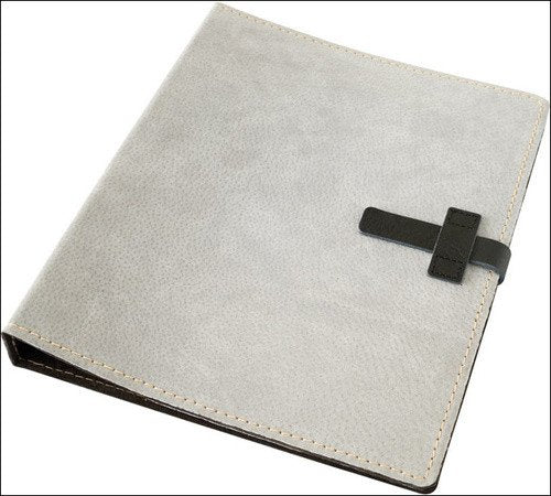 Kožený šanon - kůže šedá semiš