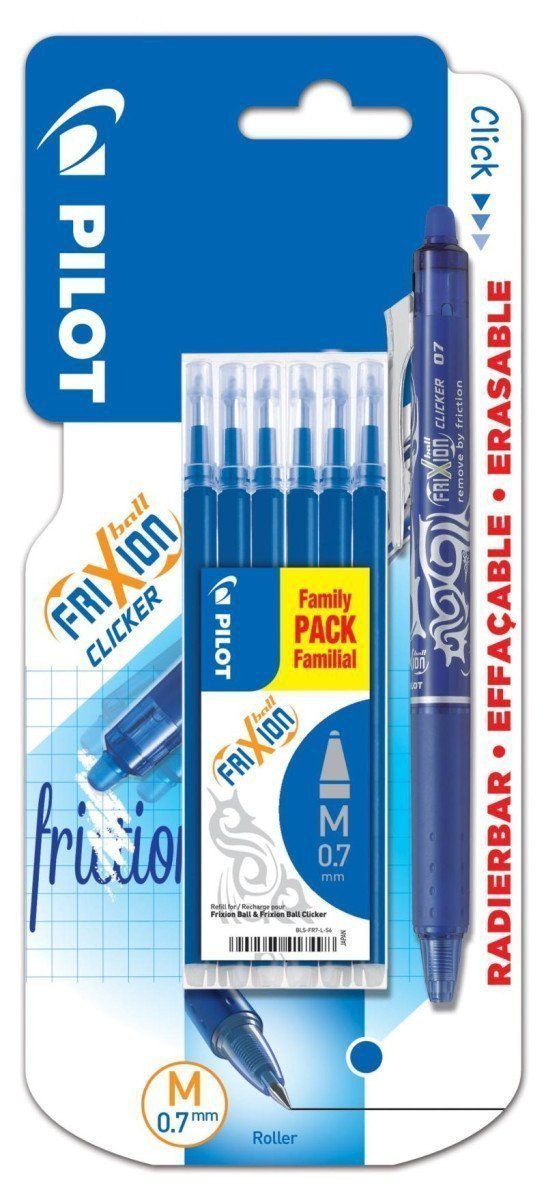 Pilot FriXion Clicker 07  6ks modrá náplň