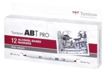 Tombow Oboustranný lihový fix ABT PRO - Gray colors 12 ks