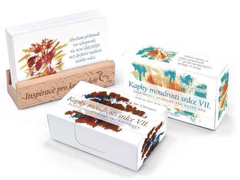 Kapky moudrosti srdce VII - kartyInspirující aforismy pro každý den s dřevěným stojánkem – Chinmoy Sri