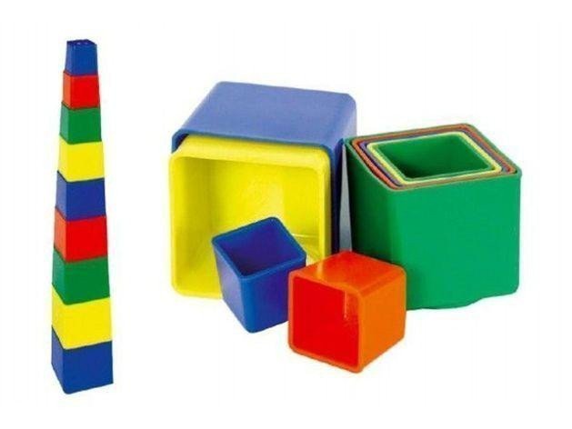 Kubus pyramida skládanka hranatá 9 ks 4 barvy plastová