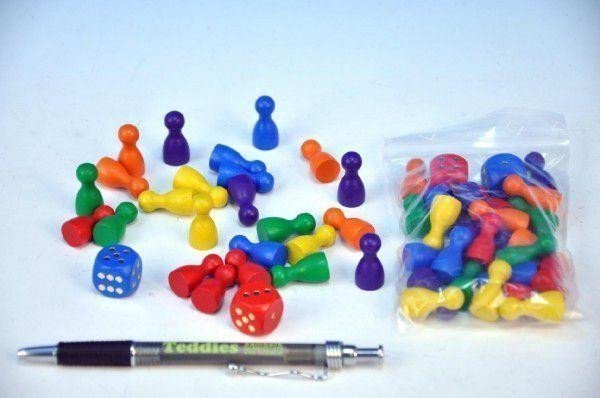 Člověče nezlob se náhradní figurky dřevo  2 kostky