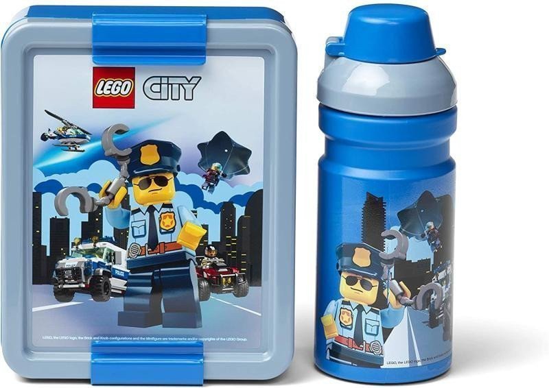 Svačinový set LEGO City láhev a box - modrá