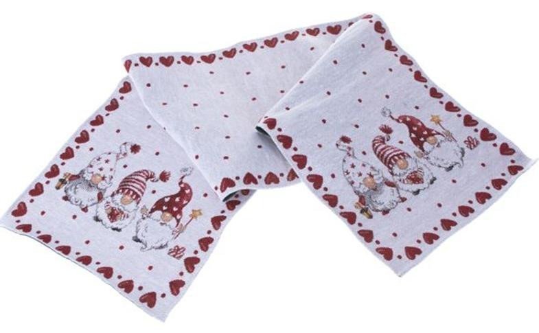 Běhoun na stůl - 3 skřítci  okraj srdce