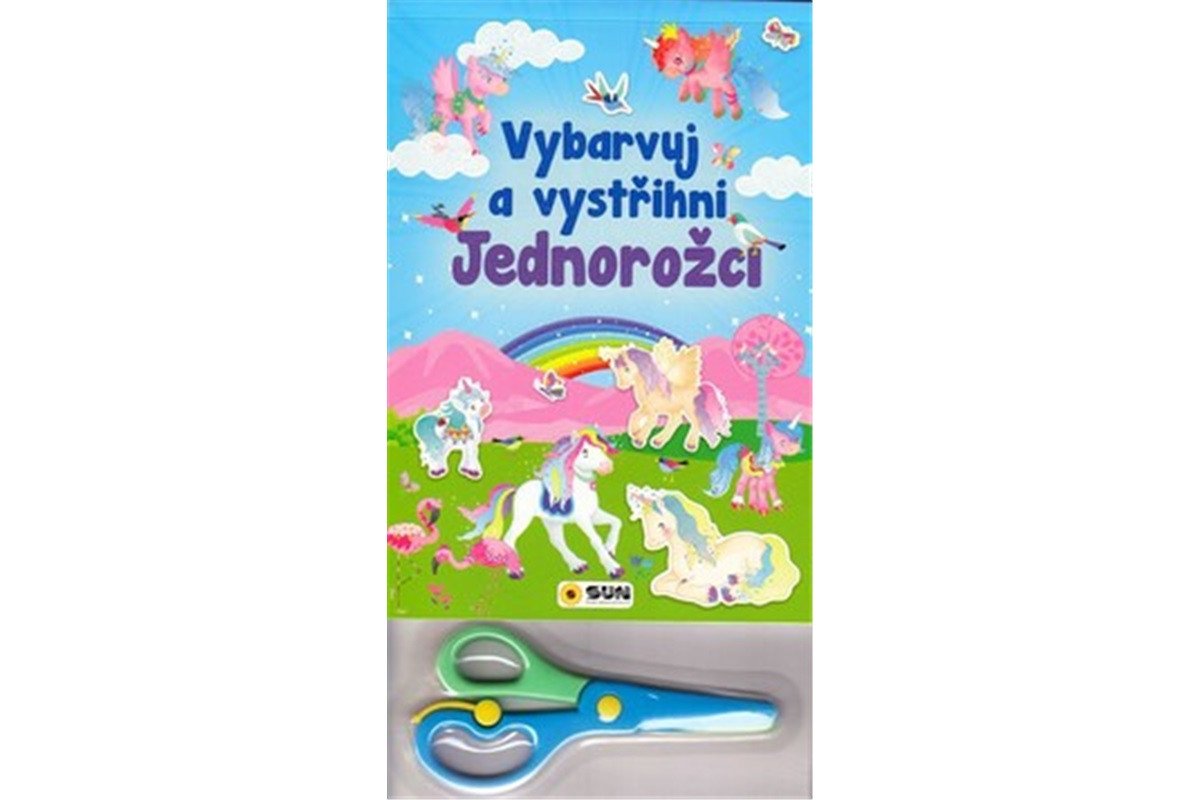 Vybarvuj a Vystřihni Jednorožci modrá
