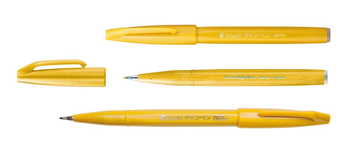 Popisovač Pentel Touch Brush - žlutý