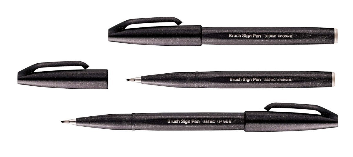 Popisovač Pentel Touch Brush - černý