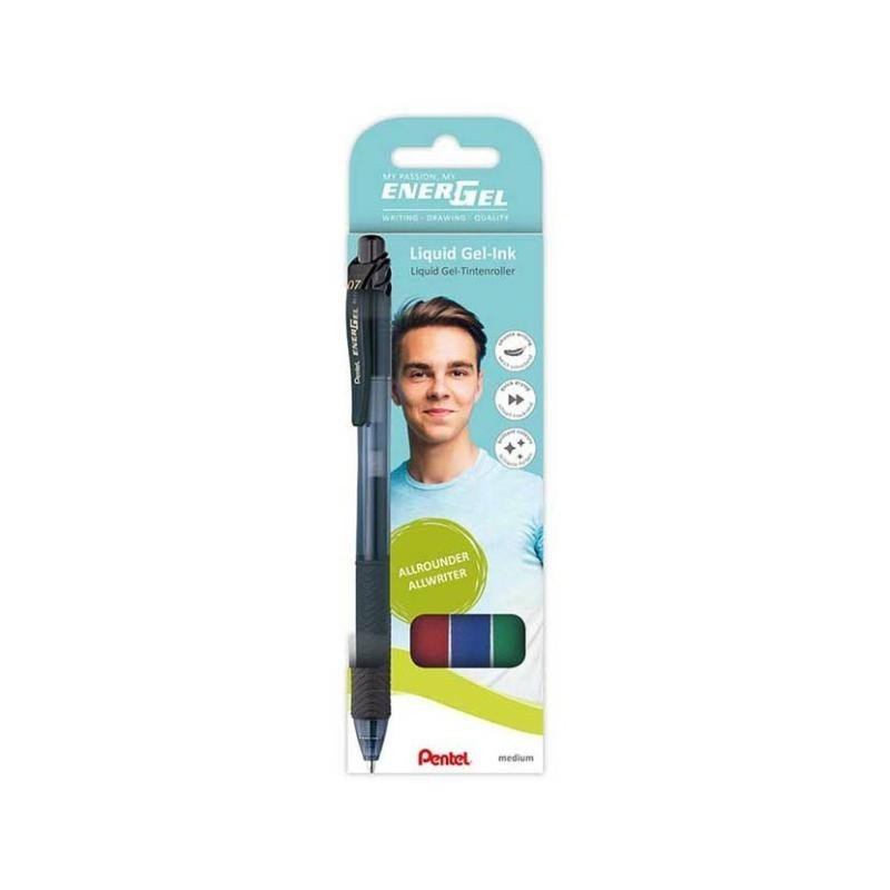 Pero gelové Pentel EnerGel BL107 - základní barvy 07mm  4 ks
