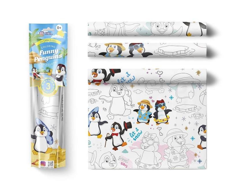 PEXI Malovací ubrusy 3v1 – Veselí tučňáci Funny Penquins