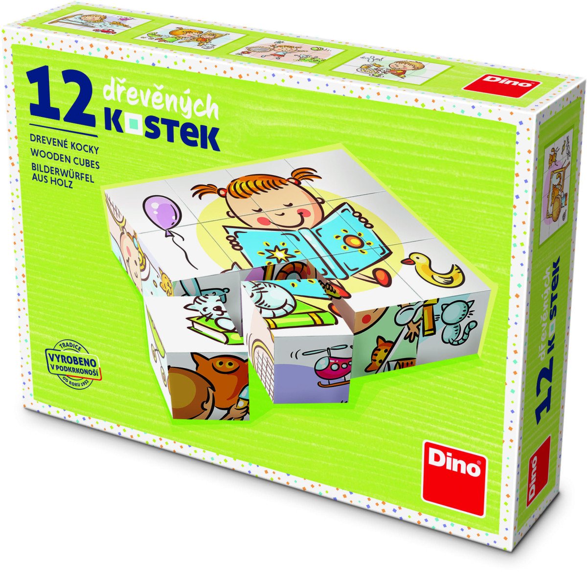 Hezký Den - Dřevěné kostky 12 ks