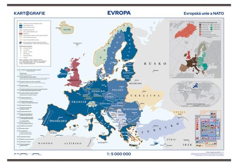 Evropa - Evropská unie a NATO 15 000 000 nástěnná mapa