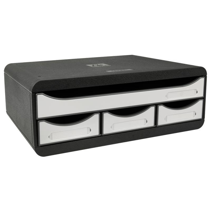 Exacompta Zásuvkový box 4 zásuvky nízké - černo-bílý