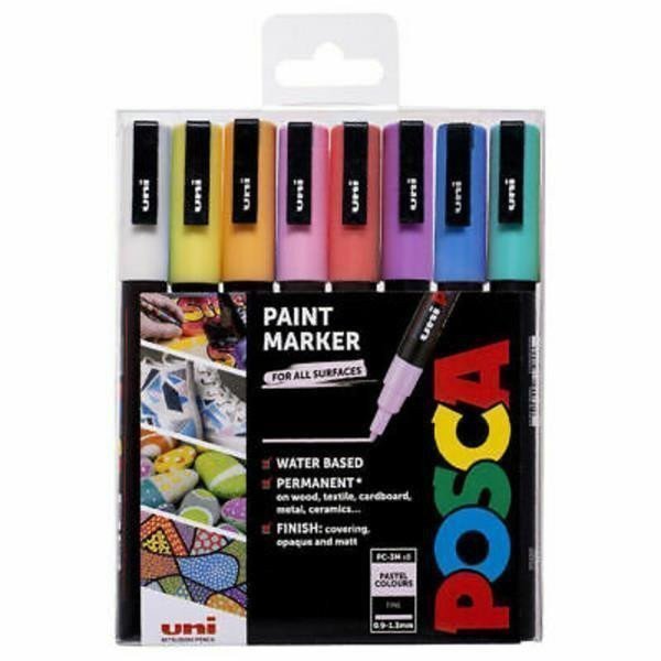 Posca Sada akrylových popisovačů 09-13 mm - pastelové barvy 8 ks