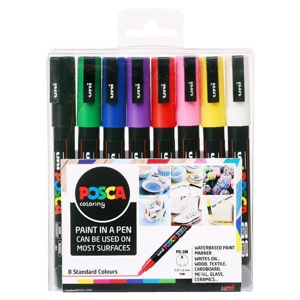 Posca Sada akrylových popisovačů 09-13 mm - základní barvy 8 ks