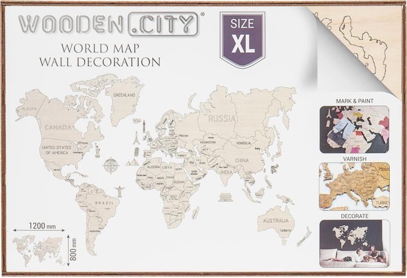 Wooden City Puzzle 3D Mapa světa dřevěné