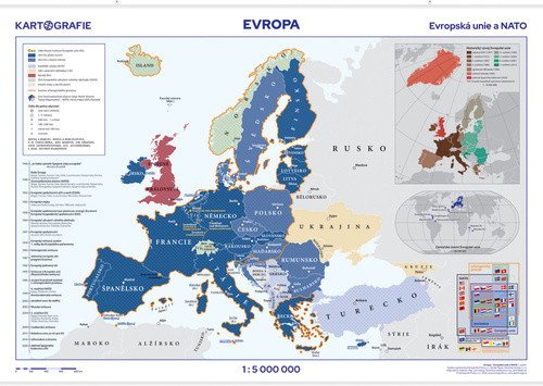 Evropa - Evropská unie a NATO 15 000 000 nástěnná mapa