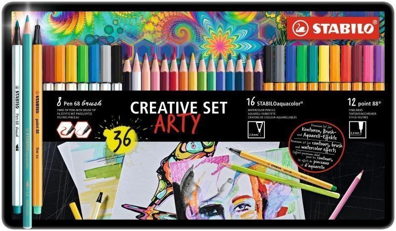 STABILO Arty Sada 36 ks aquacolorpen 68 brushpoint 88