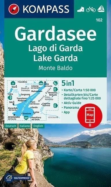 Gardasee Lago di Garda Lake Garda Monte Baldo 150 000  turistická mapa KOMPASS 102