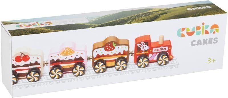 CUBIKA 15382 Vlak Cakes - dřevěný vláček s magnety 4 díly