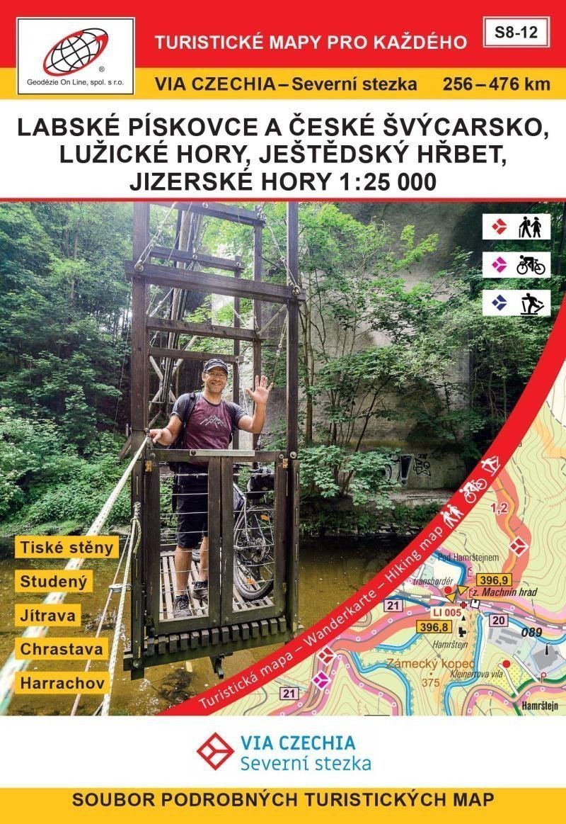 VIA CZECHIA Severní stezka Labské pískovce Jizerské hory  Turistická mapa Geodézie On Line S8-12 – Hocek Jan