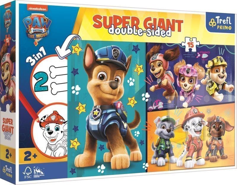 Trefl Puzzle Super giant Tlapková patrola Veselá parta 15 dílků - oboustranné