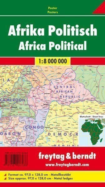 AFR B Afrika 18 000 000  politická nástěnná mapa lištovaná